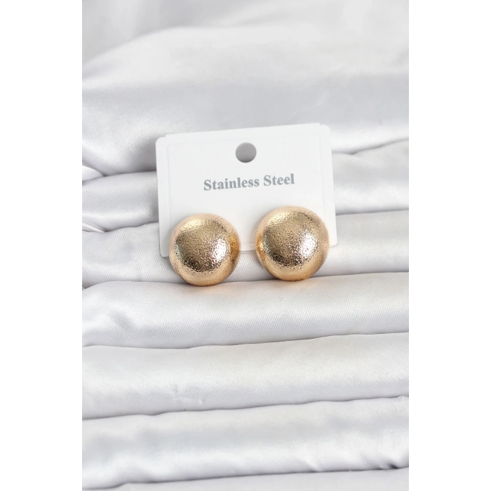 316L Çelik Gold Renk Top Model Kadın Küpe TJ-BKP11836