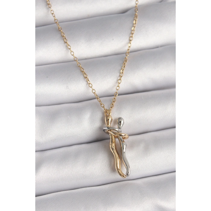 316L Çelik Gold Renk Zincir Renkli Sarılma Model Kadın Kolye TJ-BKO9765