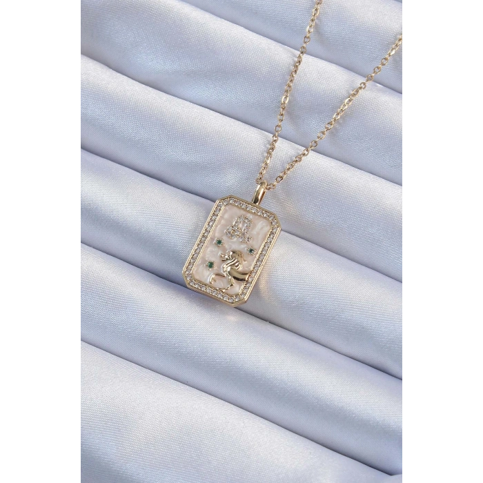 316L Çelik Zincir Renk Zirkon Taşlı Aslan Figürlü Tarot Kolye TJ-BKO9225
