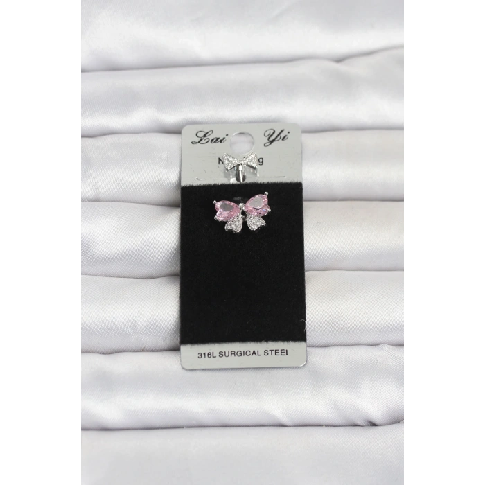 316L Cerrahi Çelik Pembe Fiyonk Model Göbek Piercing TJ-PR1400