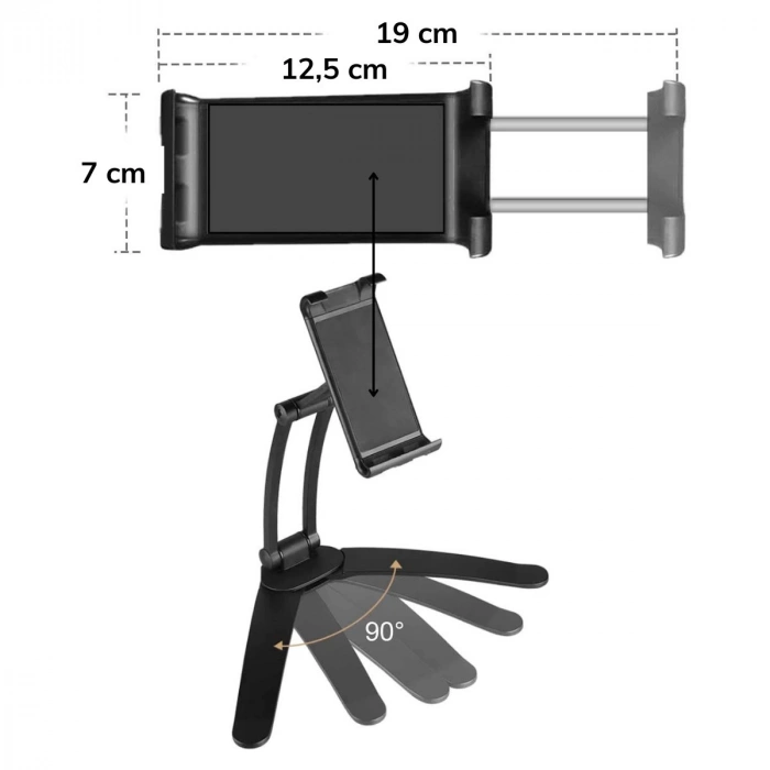 Tablet Standı 360 Derece Döner Yapılı Mutfak Masaüstü Telefon Ayarlanabilir Esnek Ayaklı Metal