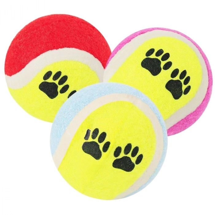Köpek Oyuncağı 3 Parça Desenli Tenis Topu Kedi Renkli