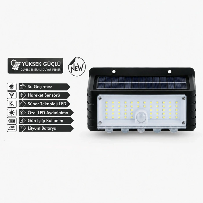 44 Led Güneş Enerjili Hareket Sensörlü LED Duvar Lambası PD672