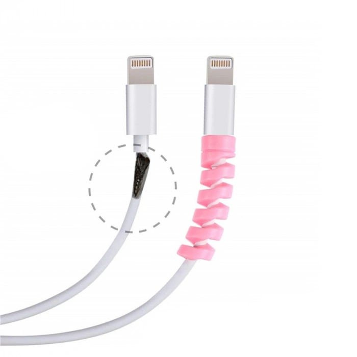 Spiral Yay Aparat 4 Parça Apple Android Şaj Kablosu Koruyucu Silikon