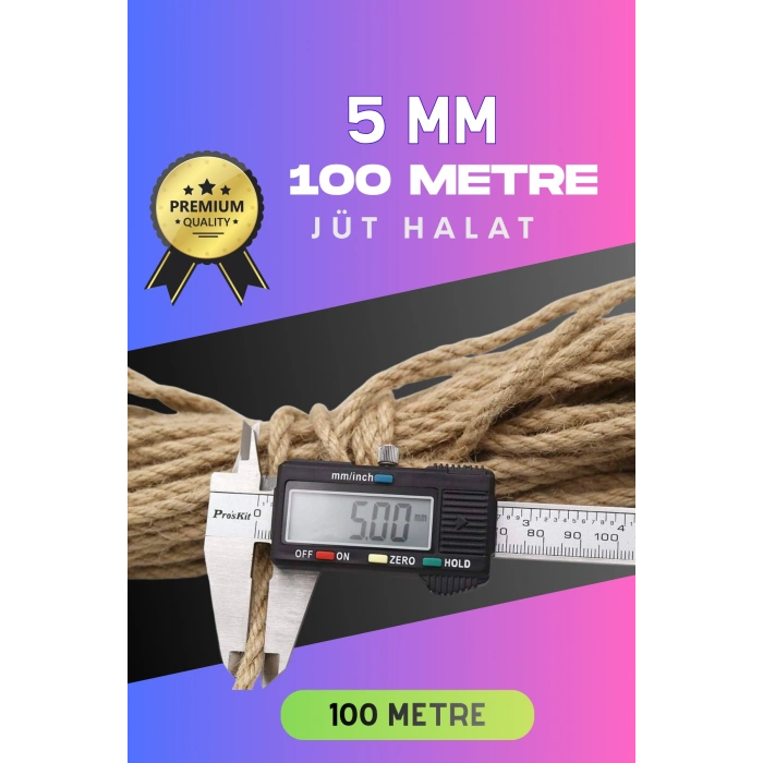 5 MM 100 Metre Jüt Halat Dekoratif Hasır İp Urgan Süs