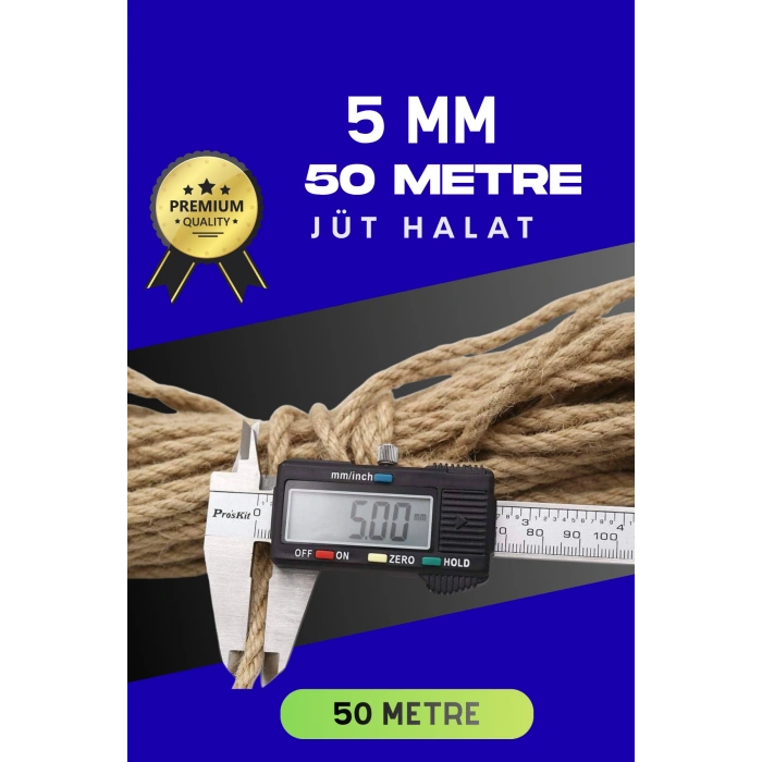 5 MM 50 Metre Jüt Halat Dekoratif Hasır İp Urgan Süs