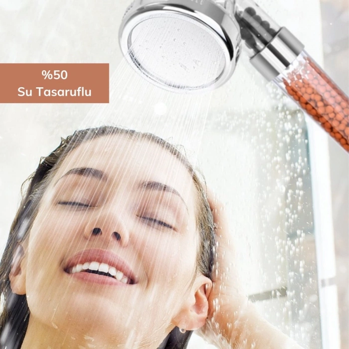 El Duş Başlığı %50 Su Tasarruflu ve Arıtmalı Doğal Taşlı Banyo