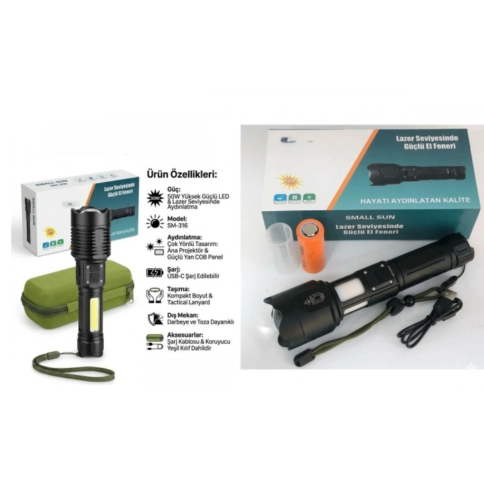 50W Led Şarjlı El Feneri SM-316