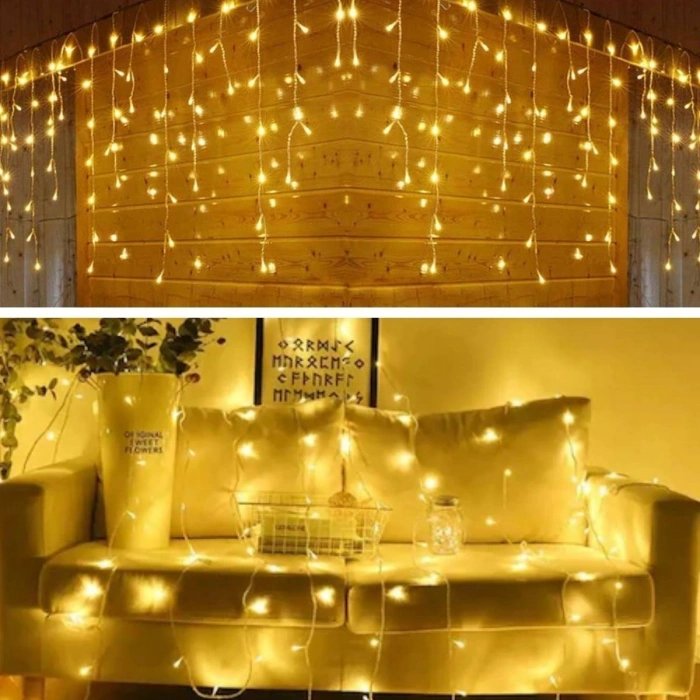 Perde LED Günışığı 3 X 1 8 Fonksiyonlu 16 Saçaklı