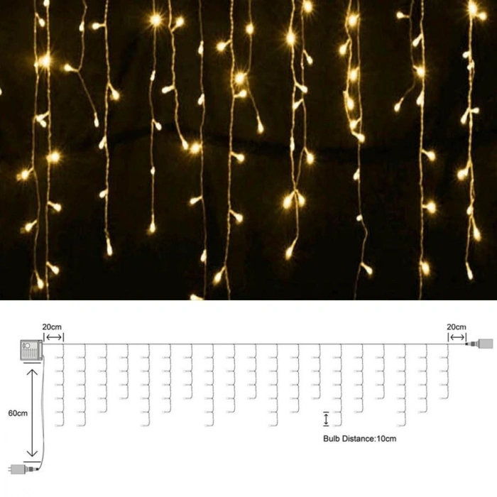 Perde LED Günışığı 3 X 1 8 Fonksiyonlu 16 Saçaklı