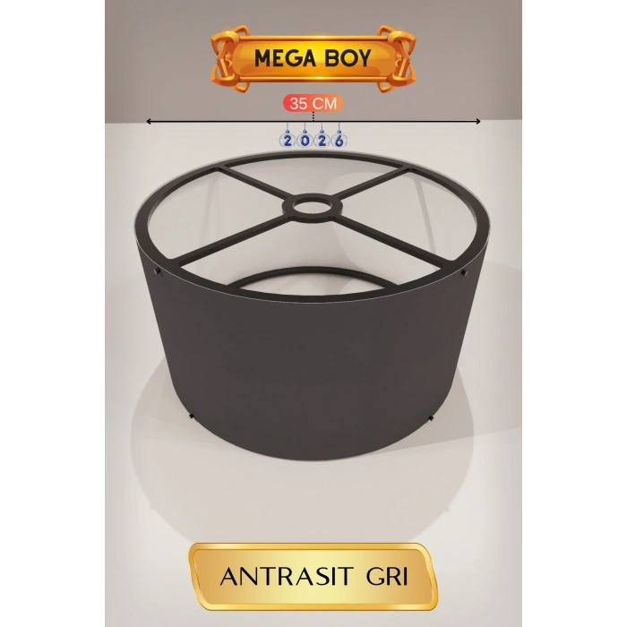 Antrasit Gri Lambader Başlığı 35 CM Mega Boy