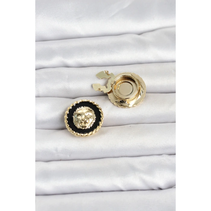 Aslan Model Gold Renk Düğme veya Manşet Broşu TJ-BR488