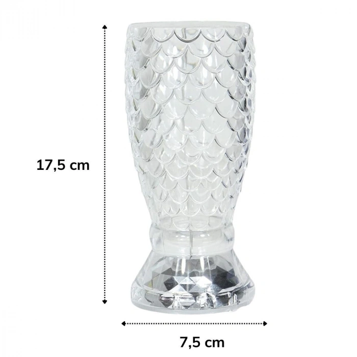 Kristal Akrilik LED Balık Süzgeç Formlu USB Şarj Edilebilir Kumandalı Işık Modlu Masa Üstü