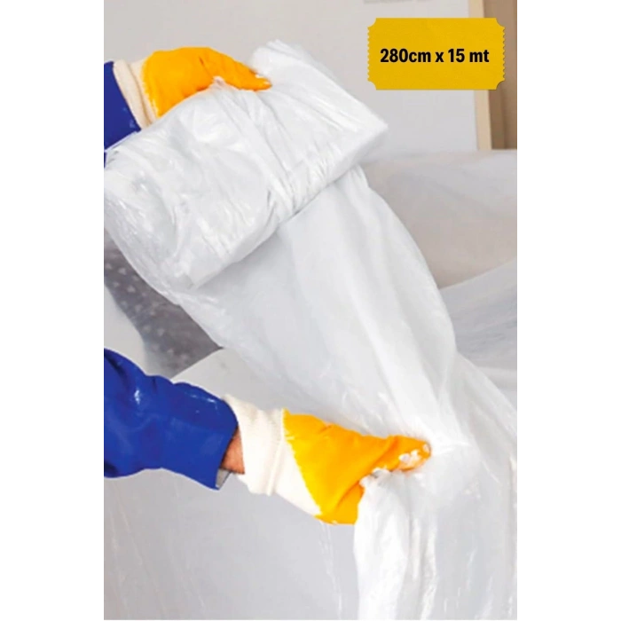 Yapışkanlı Hışır Örtü 280cm Boya Badana Eşya Koruma Hışır Örtüsü X 15 Mt Kendinden