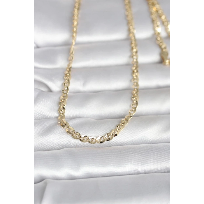 CM 14K Gold Renk Yassı Oval Zincirli Model 60 cm Kadın Kolye TJ-BKO10989