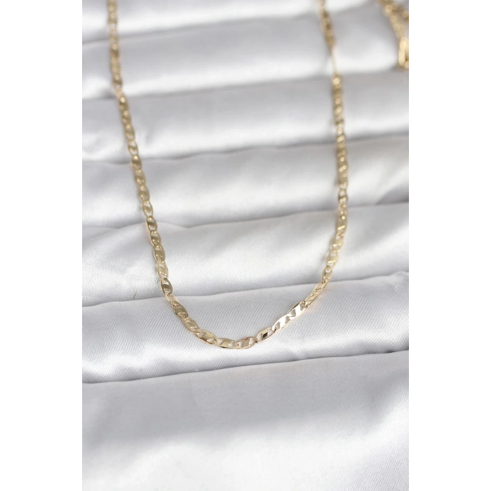 CM 14K Gold Renk Yassı Zincir Model 60 cm Kadın Kolye TJ-BKO10984