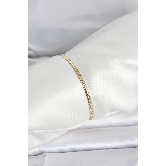 CM 14K Gold Renk Yassı Zincir Model Kadın Bileklik TJ-BB8291