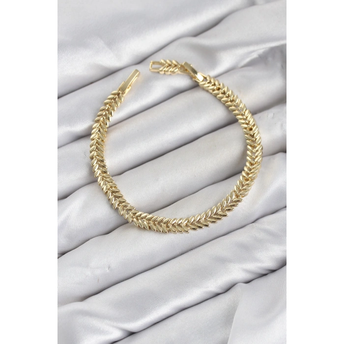 CM Başak Model Gold Renk Pirinç Kadın Bileklik TJ-BB8599