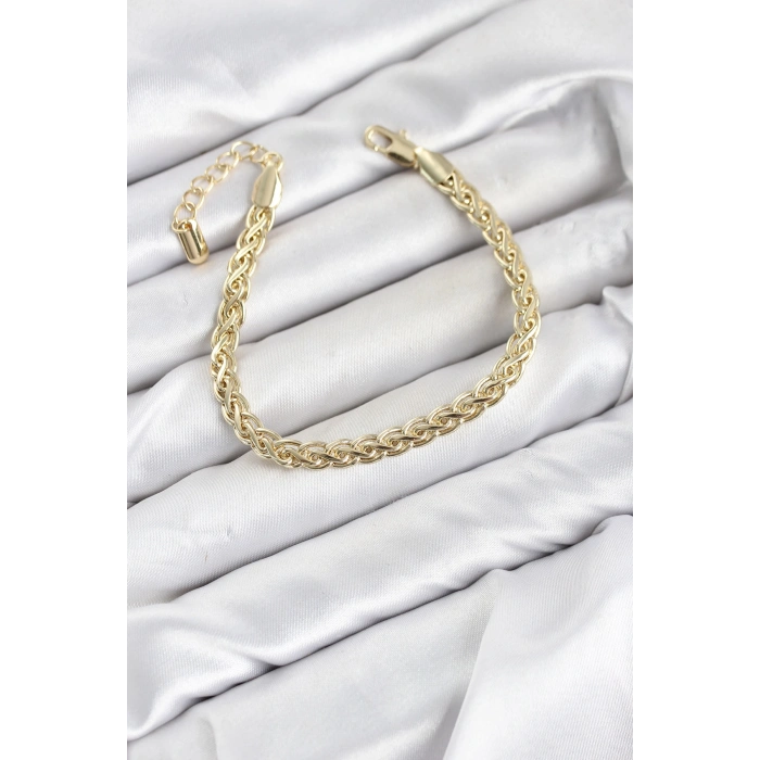 CM Singapur Zincir Model Gold Renk Pirinç Kadın Bileklik TJ-BB8593