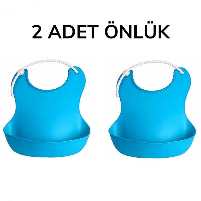 Dökülme Engelleyici Bükülebilir Çocuk Bebek Mama Önlüğü Mavi