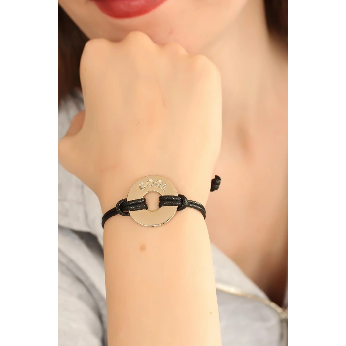 COOL (Havalı) Siyah Deri İpli Unisex Mood Bileklik TJ-BB1984