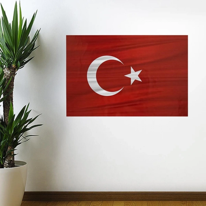 Bayrağı 75 X 50 Cm Dalgalanma Efektli Manyetik Duvar Stickerı Türk