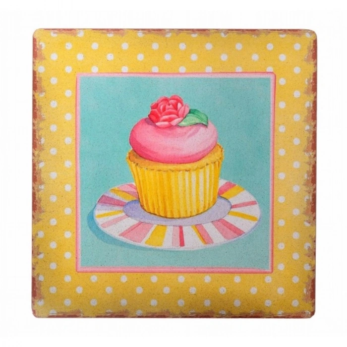 Duvar Süsü Decotown Duvar Panosu 40*40 Cup Cake Muffin Motifli