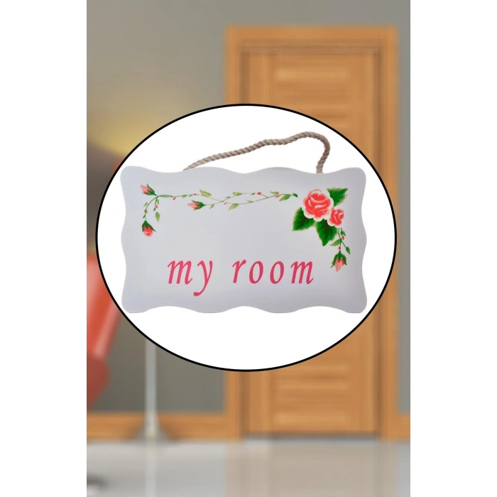 Desenli Kapı Askısı Decotown My Room Benim Odam Dekor Amaçlı Çiçek
