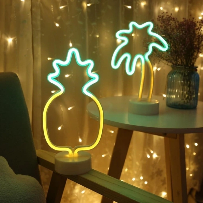 Gece Lambası Dekor Amaçlı Ananaslı Neon LED Masa ve Hediyelik Lamba