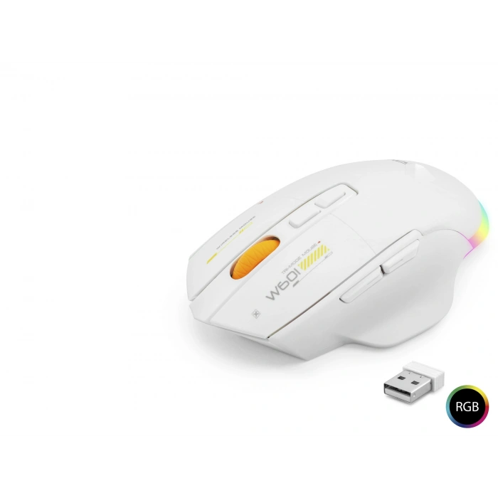 Dual Mode Kablosuz Mouse 12800 Dpi 7 Tuş Makro 1000Hz Rgb - Beyaz W601W