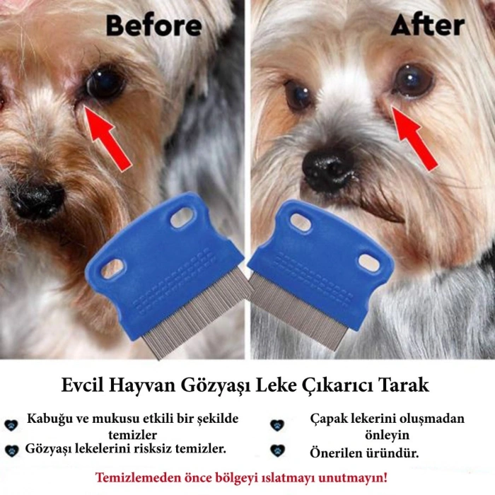 Gözyaşı Lekesi Tarağı Evcil Hayvan Kedi Köpek Pire Tarağı ve Köpek