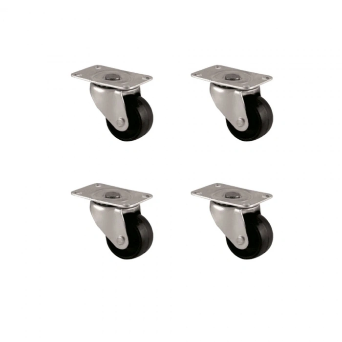 Furç Tablalı Bilyalı Teker - 28MM - Siyah HKS232 - 4 Adet