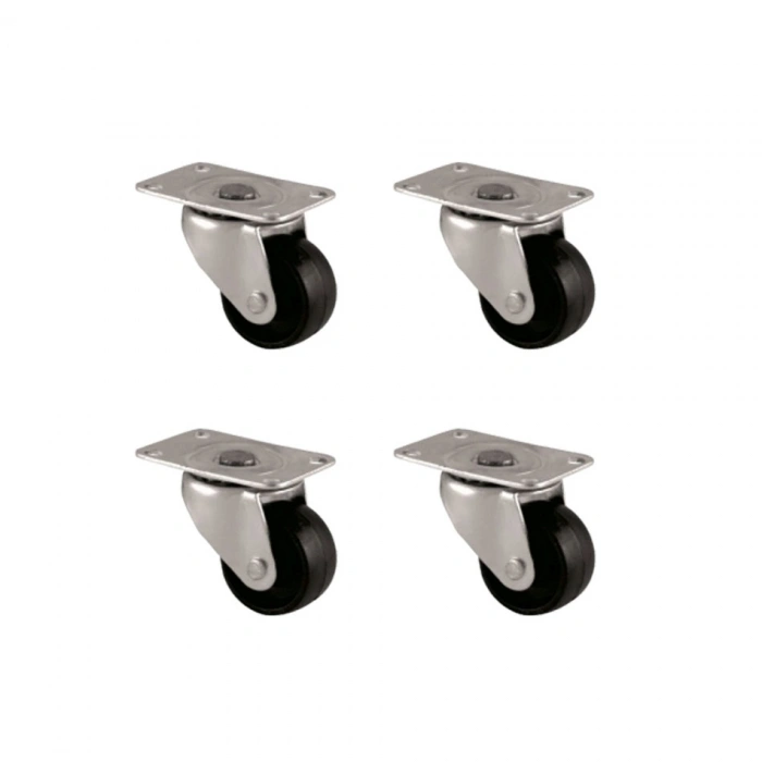 Furç Tablalı Bilyalı Teker - 38MM - Siyah HKS234 - 4 Adet