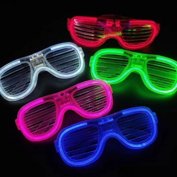 Glow Model Led Işıklı Parti Gözlüğü 3 Modlu 5 Renk 5 Adet