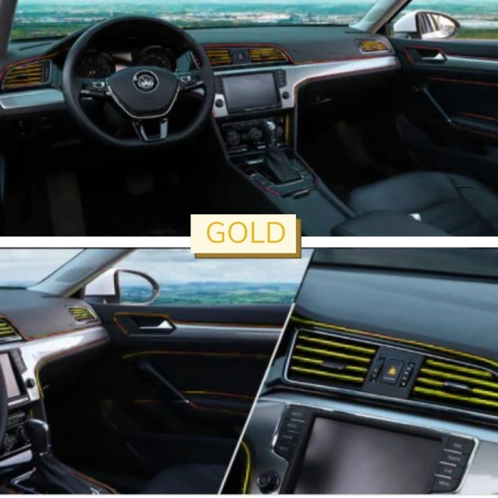 Şerit Bant 5 Metre Araba Oto Trim Dekorasyon Şeridi Kauçuk Elastik Pratik Montaj Gold