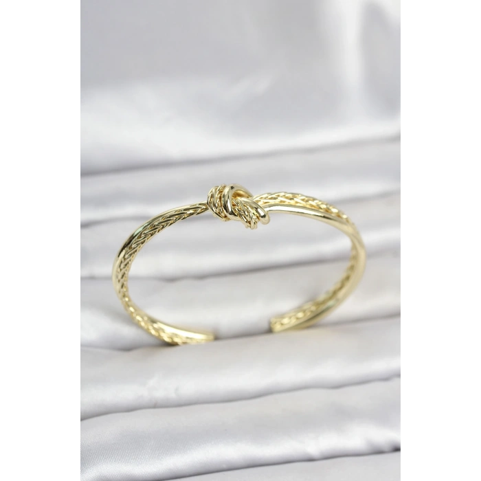 Gold Renk Düğüm Model Pirinç Kadın Bileklik TJ-BB8552