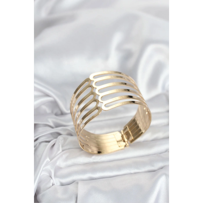 Gold Renk Pirinç Kaburga Model Kadın Bileklik TJ-BB8063