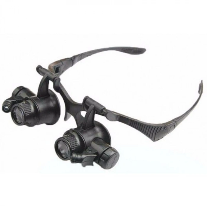 Gözlük Modeli 10X 15X 20X 25X Lens 2 Led Işıklı Büyüteç 9892G