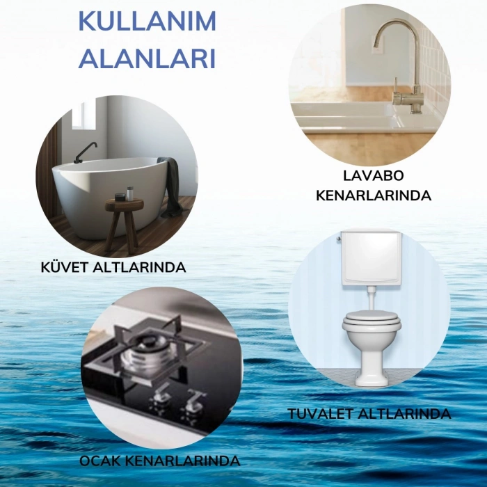 Şerit Bant Su Sızdırmaz Banyo Mutfak Lavabo Küvet İzolasyon Gri