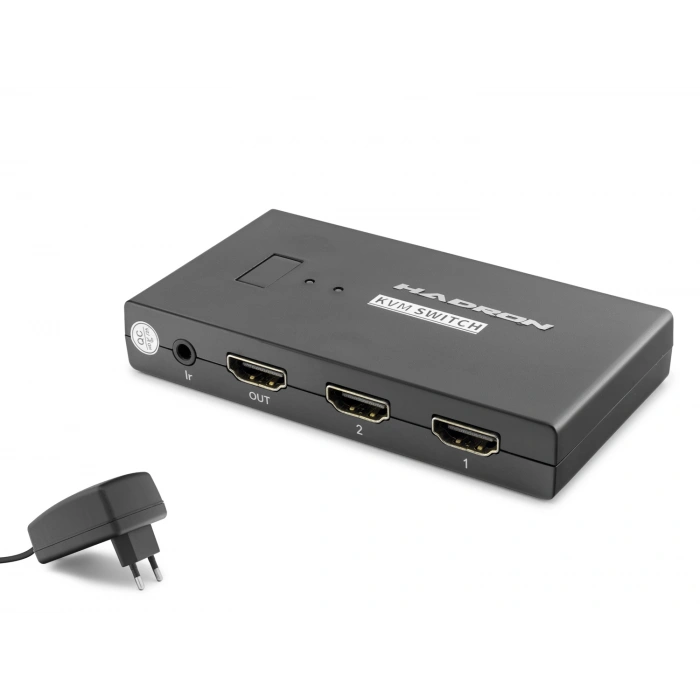 Hdmi Usb Kvm Switch 2 Port Hdmi 4 Port Usb Dahili Kablolu - Siyah HDX1373
