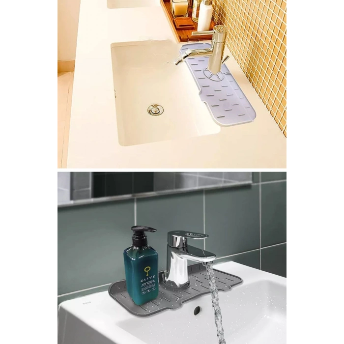 Mutfak Kullanımı İçin Lavabo İçin Sapı Damlama Tutucu Silikon Esnek Mat Musluk Raf Mutfak Tezgahı Sıçrama Koruma