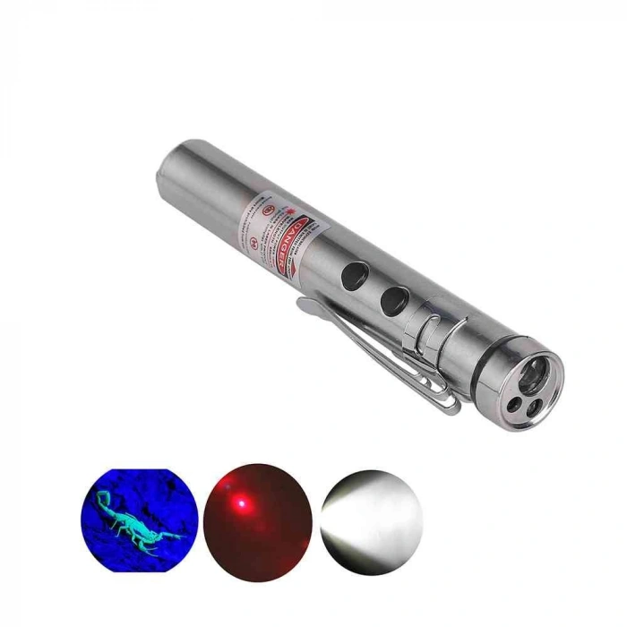 LED Cep Feneri UV 3 Fonksiyonlu Güçlü Işık Çok Amaçlı Kullanım WT-170