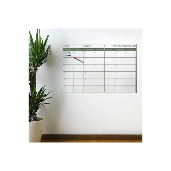 Program Planlayıcı Takvim 85x56 Cm Manyetik Kendinden Yapışkanlı Bir Aylık