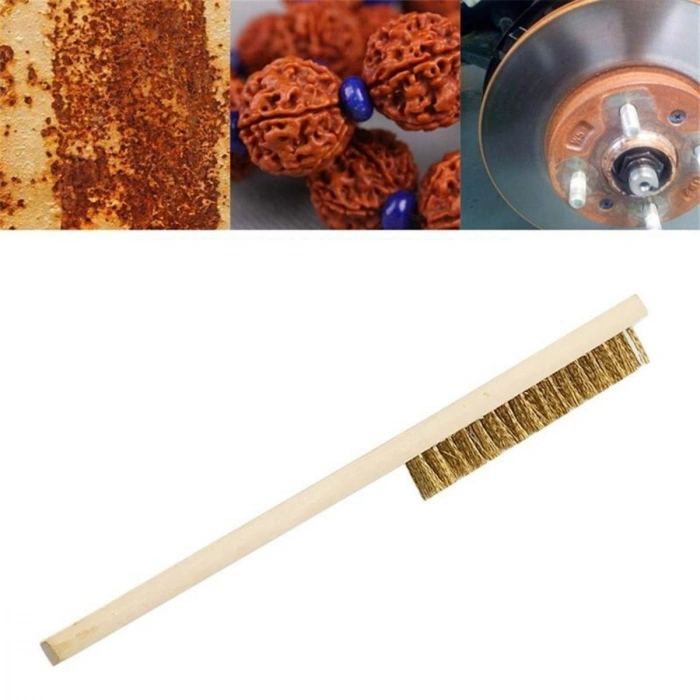 Bakım Fırçası Metal Telli Fırça Ahşap Saplı Pas Kir Sökme