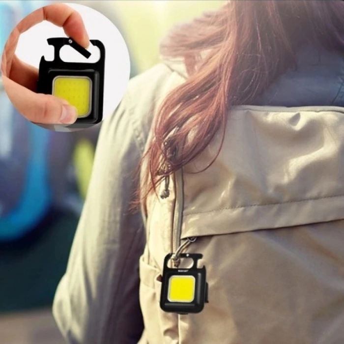 Mini 30 Ledli Mıknatıslı Anahtarlık Flash Kamp Lambası Askılı Kapak Açacaklı Şarjlı Fener