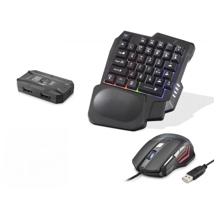 Mobil Oyun Klavye Mouse Dönüştürücü Seti Rgb Siyah K191