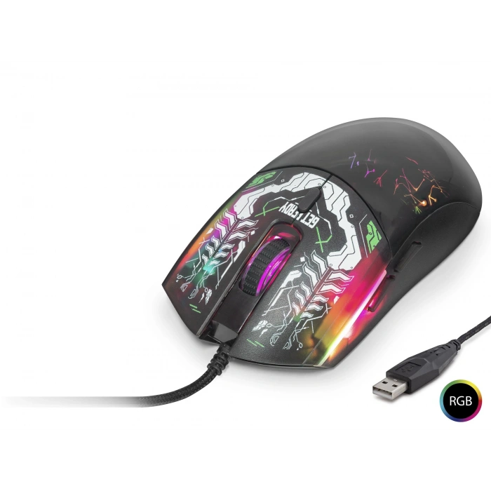 Mouse 7200 Dpi Rgb Graffiti Desenli - Siyah G306A