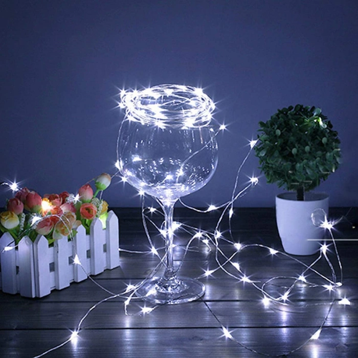LED Aydınlatma 5 Metre Pil İle Çalışan Dekor Amaçlı Peri Süsleme Lambası Beyaz