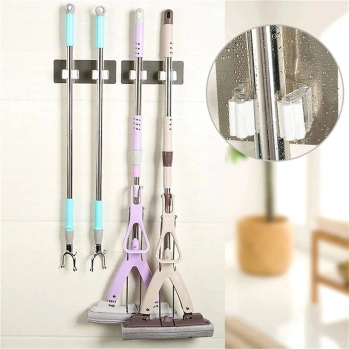 Ev Düzeni İçin Pratik Düzenleyici 4 Parça Kendinden Yapışkanlı Fırça Paspas Mop Fırça Sabitleyici Ergonomik Alet Aparatı