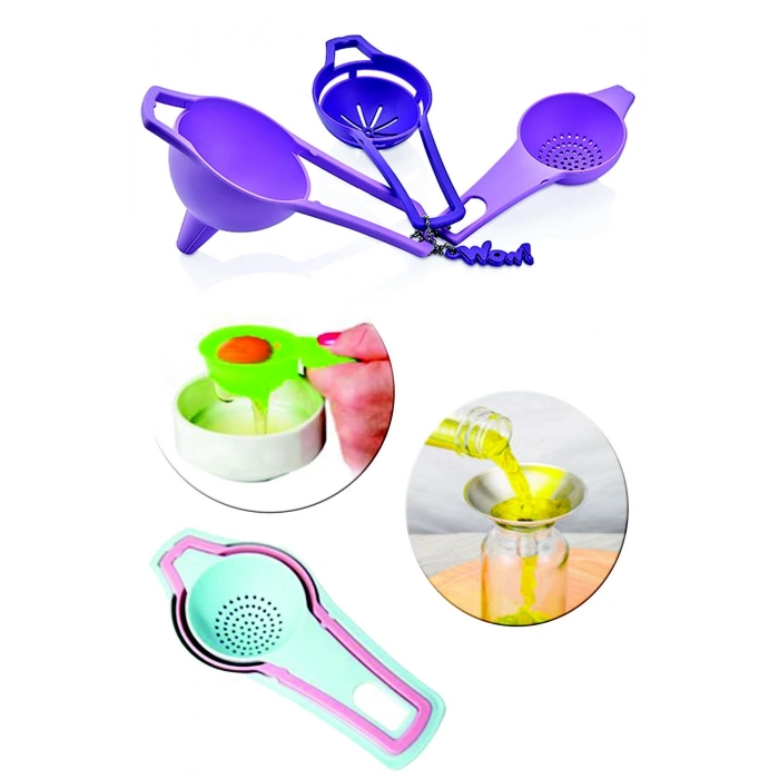 Süzgeç Huni Seti Pratik Yumurta Süzgeci Küçük Boy Hepsi Bir Arada